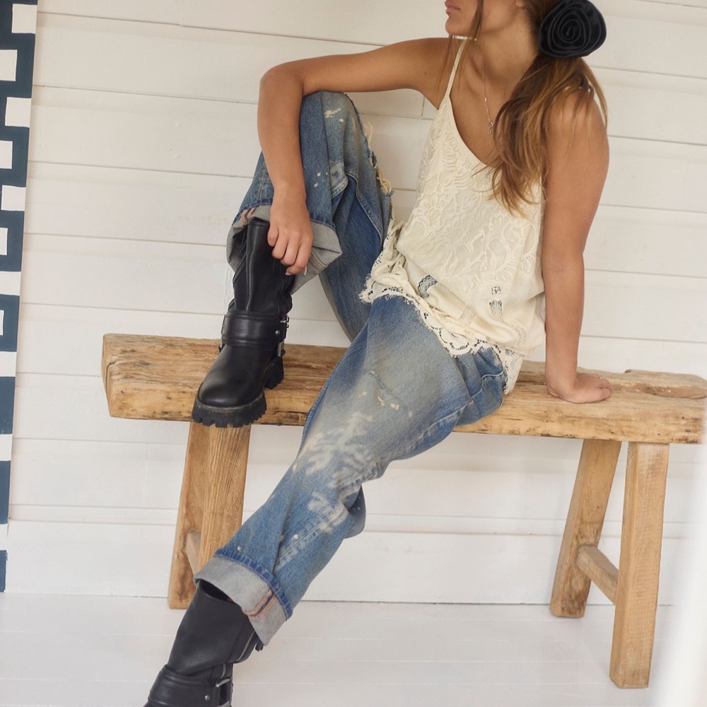 We the free boyfriend drop trance jeans sz 29 NWOT blue delphinium wash